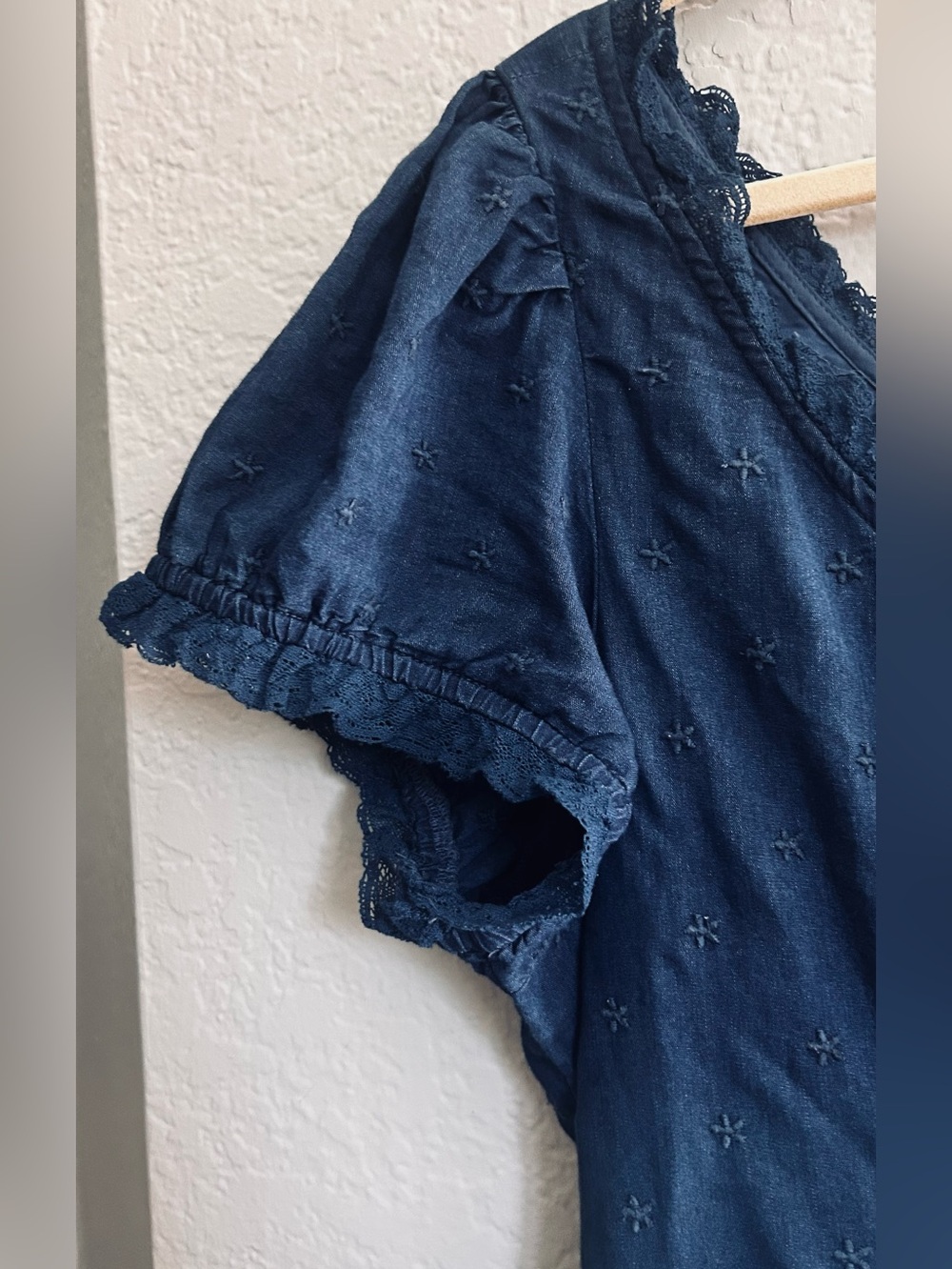 Gap Embroidered Puff-Sleeve Maxi Dress Indigo XL - Picture 11 of 12